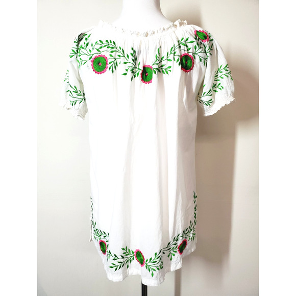 Gretchen Scott Womens Small White Top Peasant Bohemian Embroidered Cotton - Picture 4 of 9